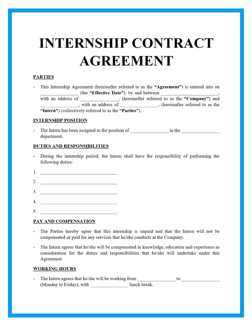 Free Internship Contract Template (2022)