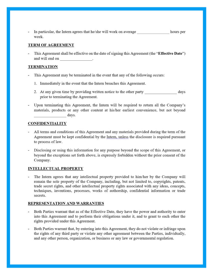 Internship Contract Template   Internship Contract Template2 