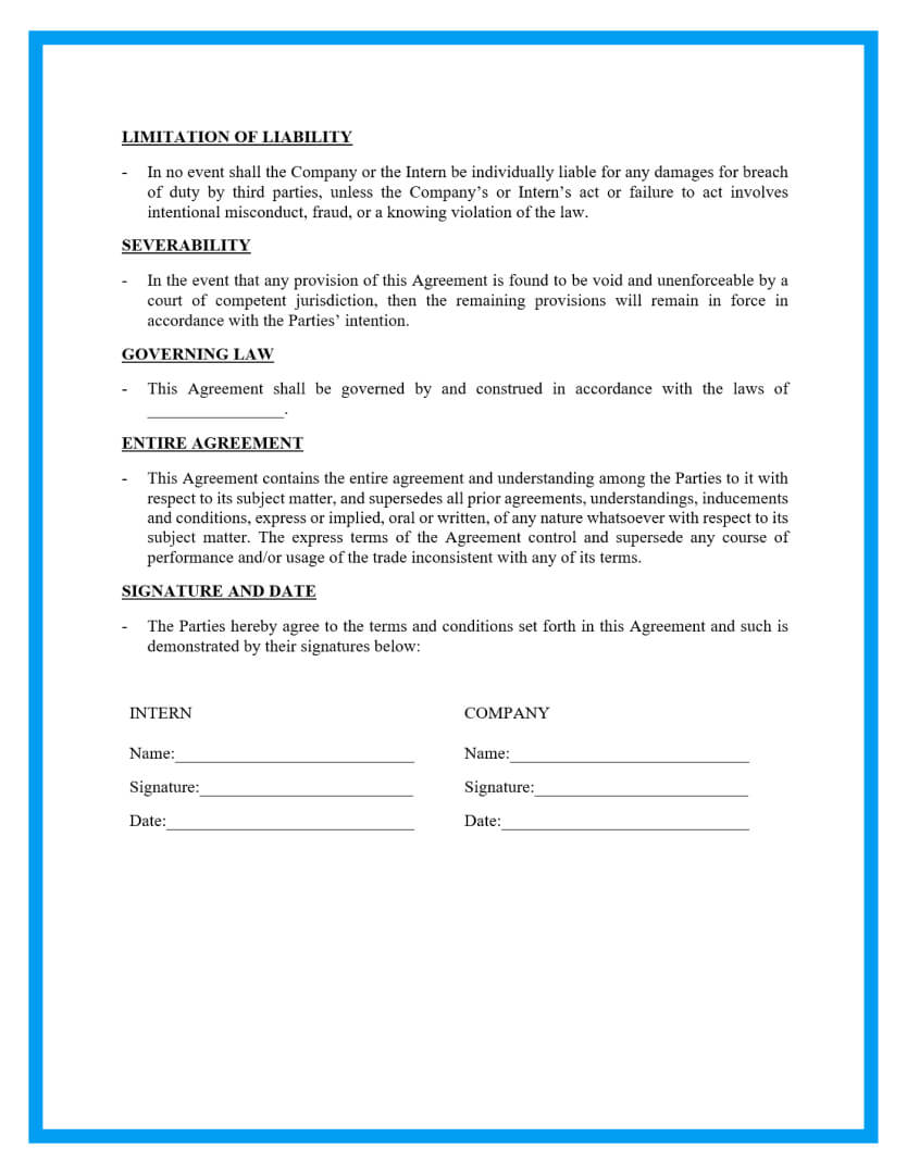 internship contract template page 3