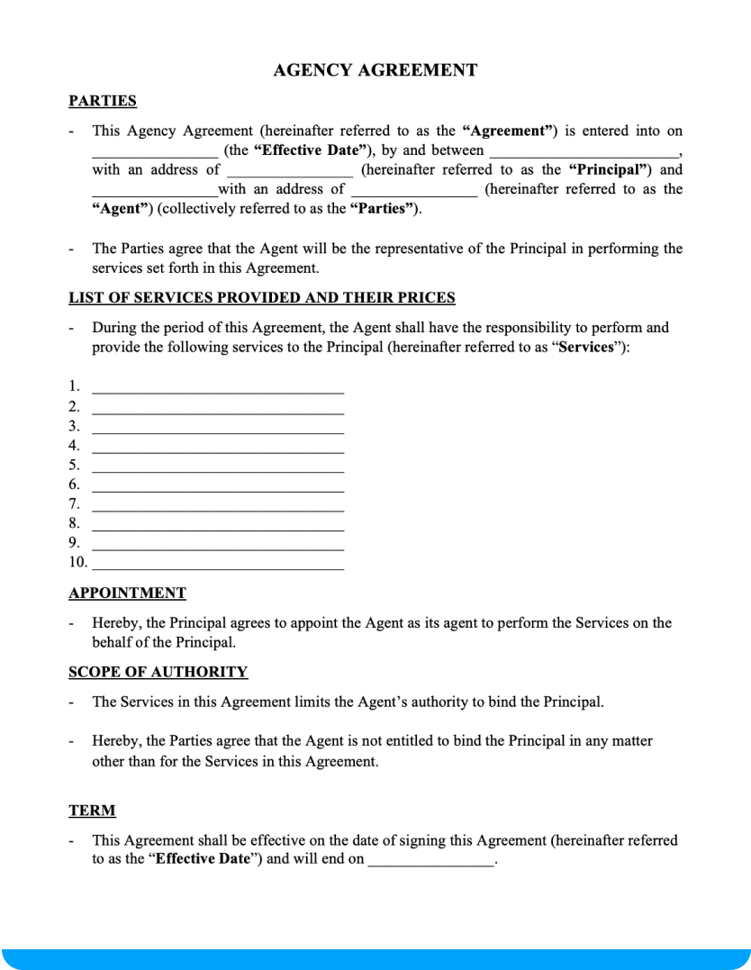 Free Agency Agreement Template For Download