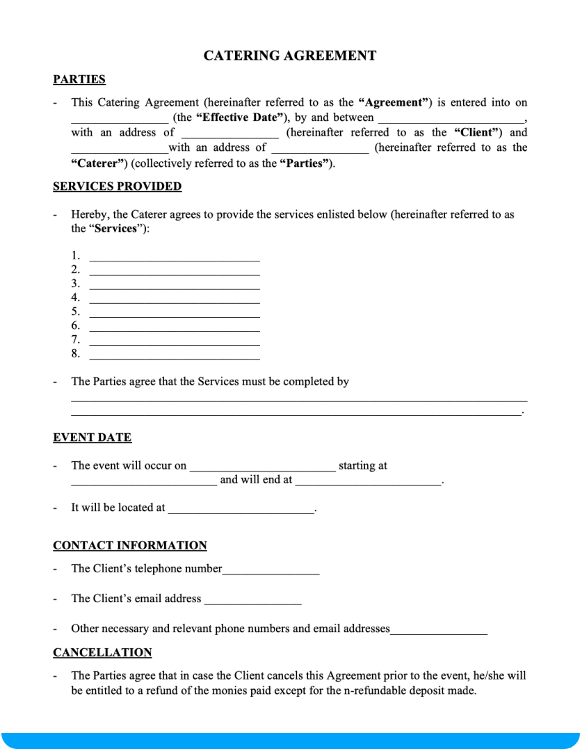 Catering Contract Template (Free Sample)