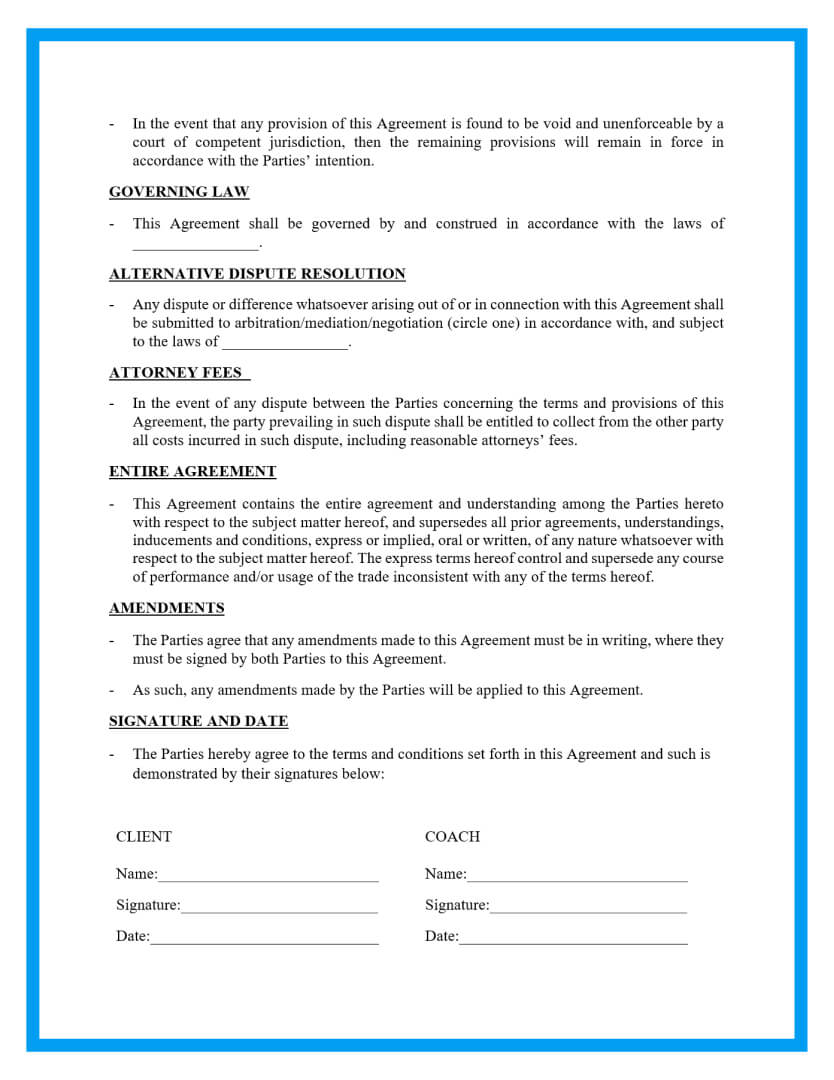 Life Coaching Contract Template Free FREE PRINTABLE TEMPLATES