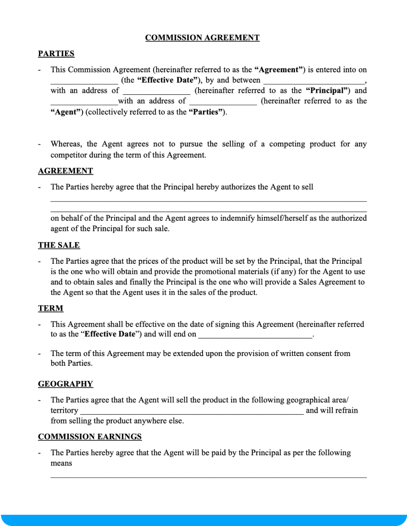 Sales Commission Agreement Template Free Sample 