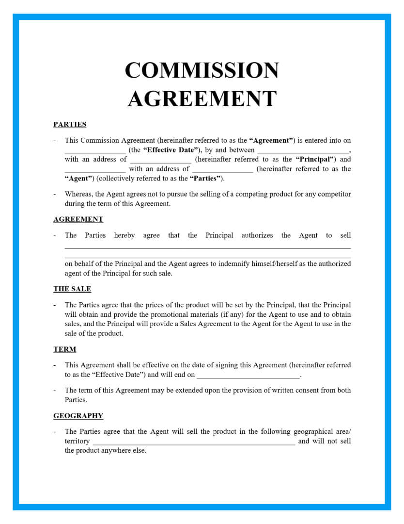 Commission Agreement Template