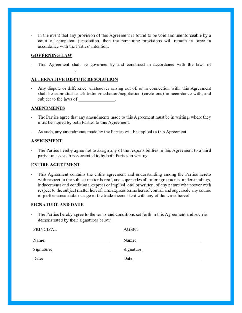 Free Downloadable Commission Agreement Template Regarding conflict resolution agreement template