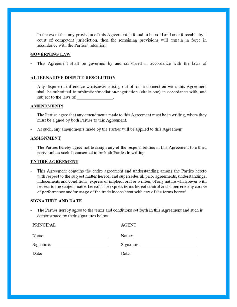 Commission Sales Agreement Template Free