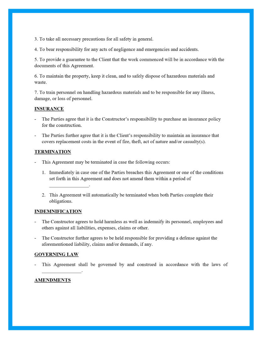 Template Of Construction Contract   Construction Contract Agreement Template3 