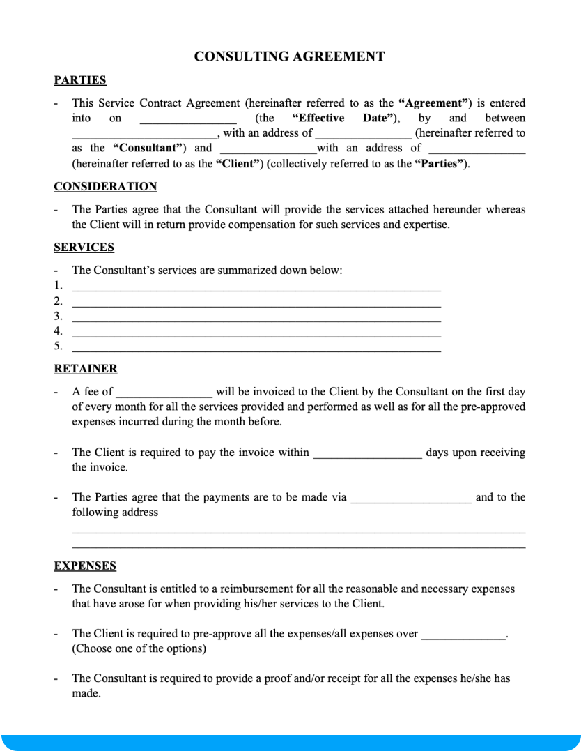 Consulting Agreement Template Free Download Printable Templates