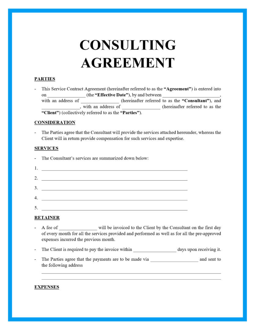 Simple Consulting Contract Template Free Printable Templates