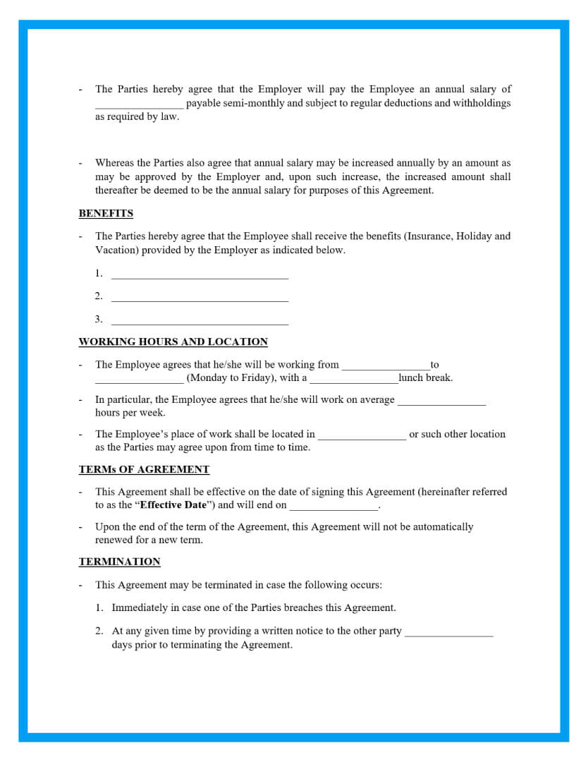 employment contract agreement template page 2