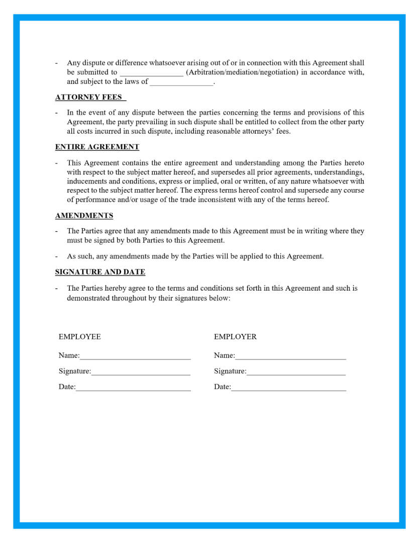 Free Simple Employment Contract Sample Throughout individual flexibility agreement template