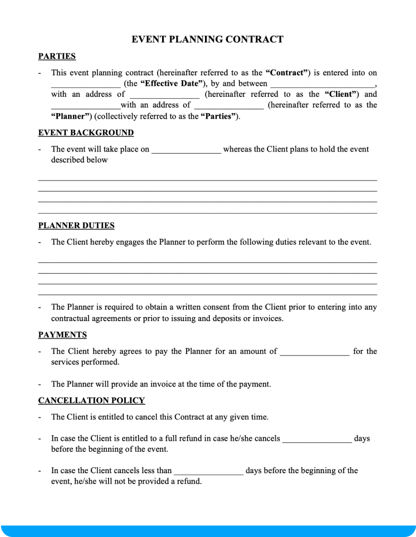 Event Planning Contract Template Download Printable Pdf Templateroller