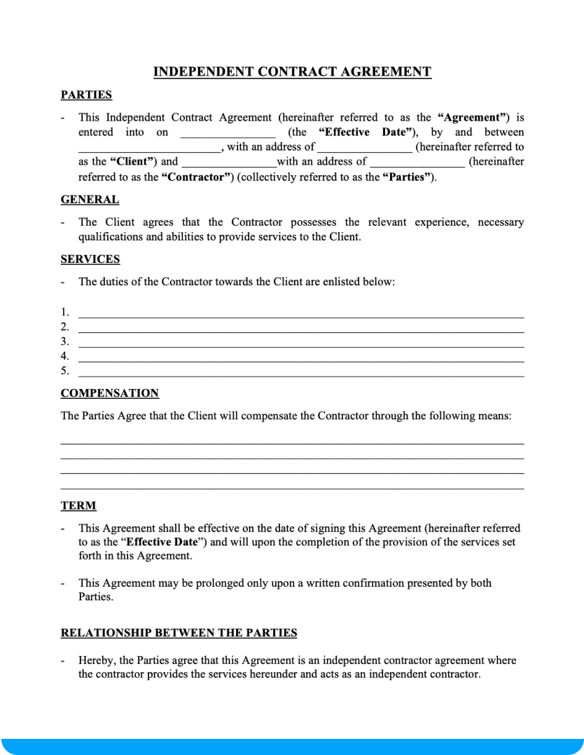 Printable Free Contractor Agreement Template Printable Templates