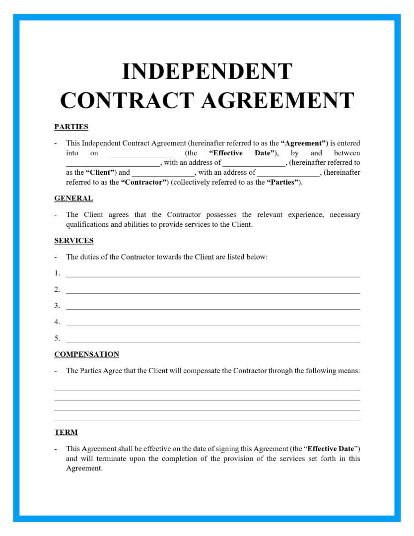 contractor-client contract for services