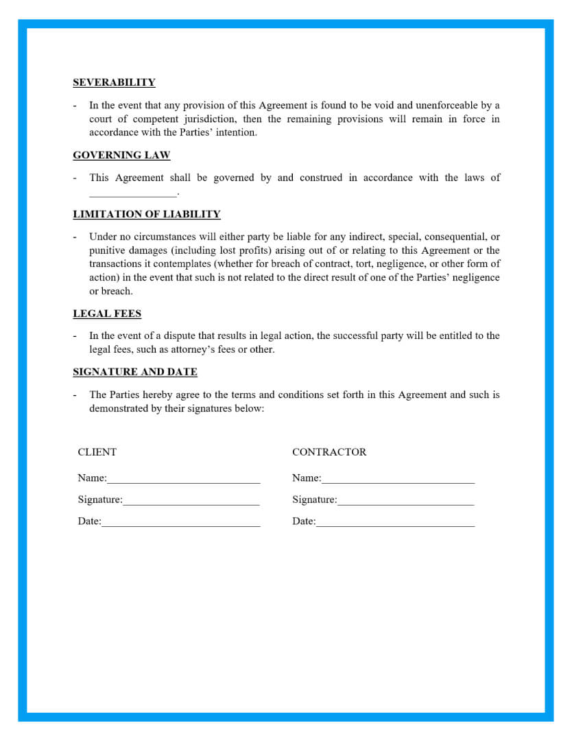 independent contractor agreement template page 3