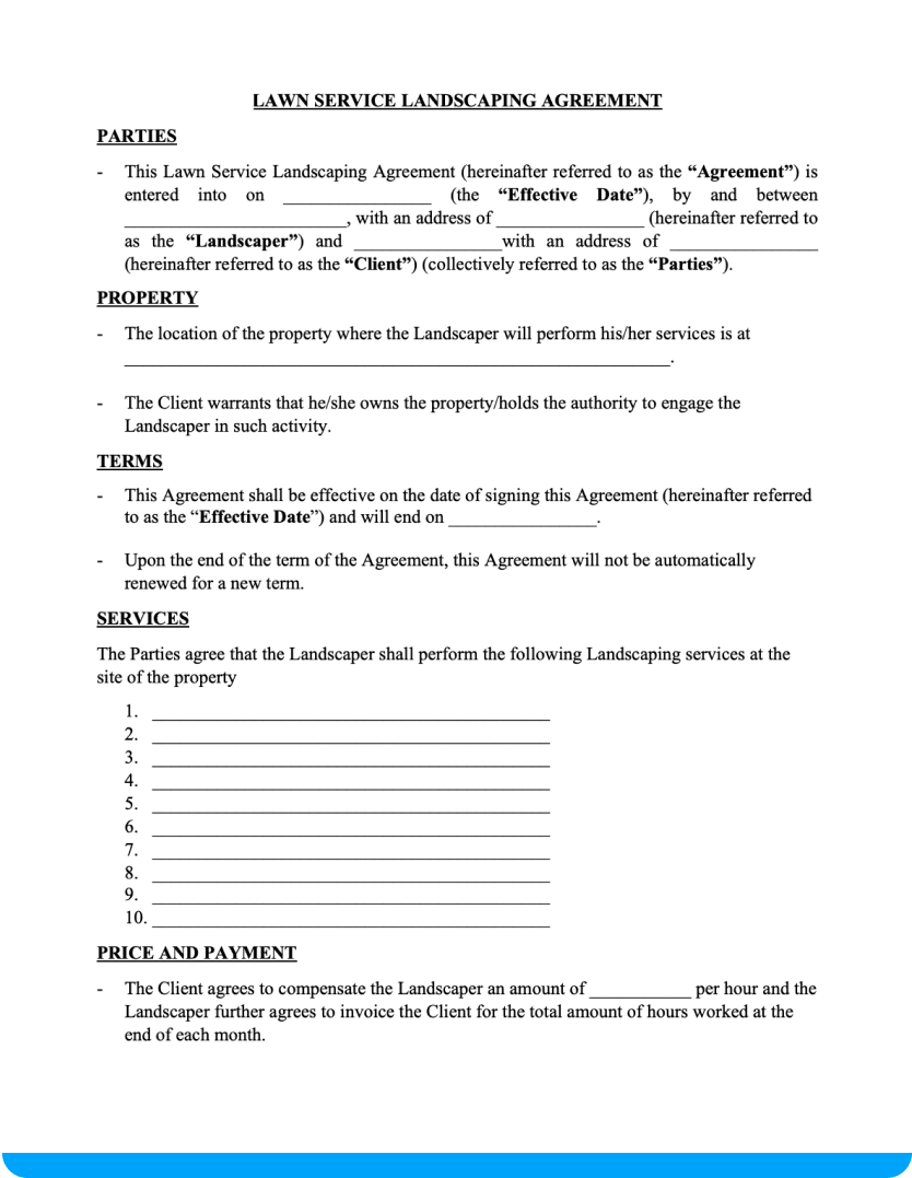 Printable Landscaping Contract Agreement Pdf Customize and Print