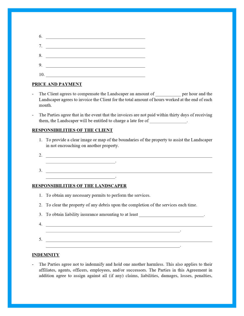 lawn service landscaping agreement template page 2