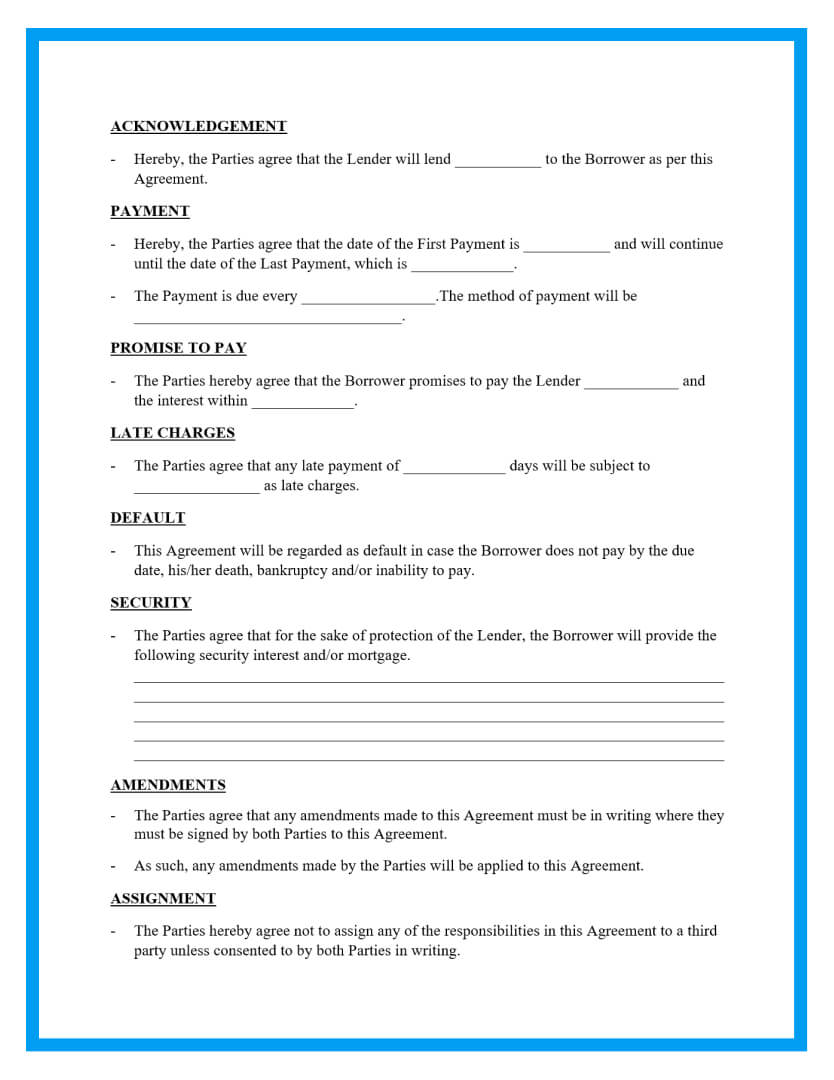 Personal Loan Repayment Agreement Template