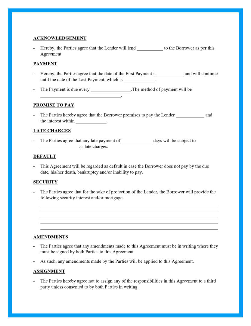 Free Loan Agreement Templates And Sample