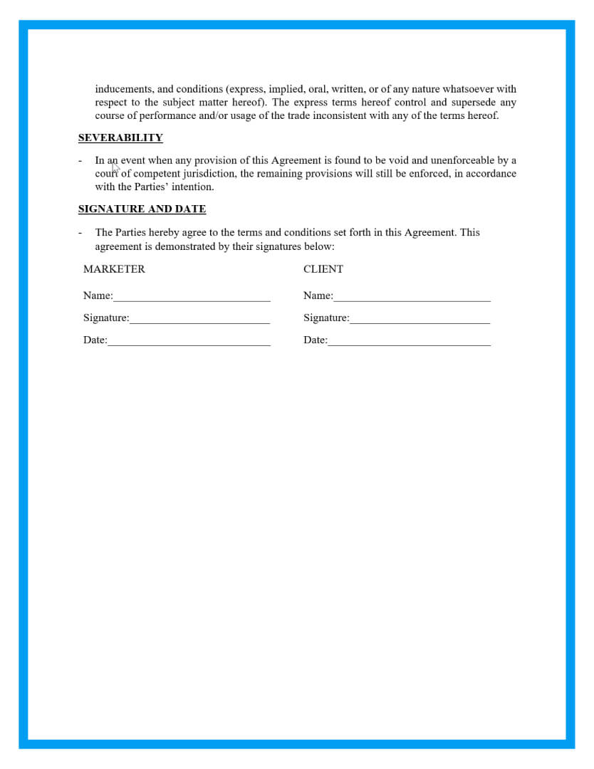 Free Professional Marketing Agreement Template for Download Intended For market research agreement template