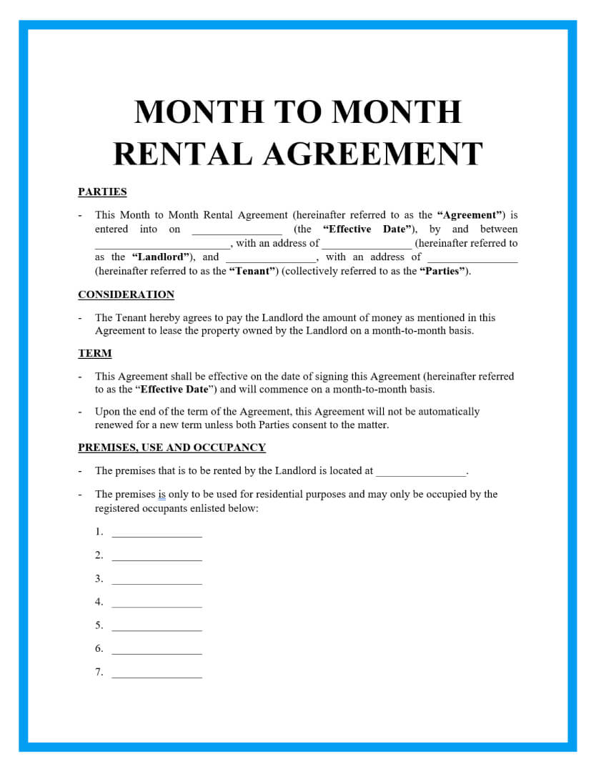 Rental Agreement Template Free Word Templates
