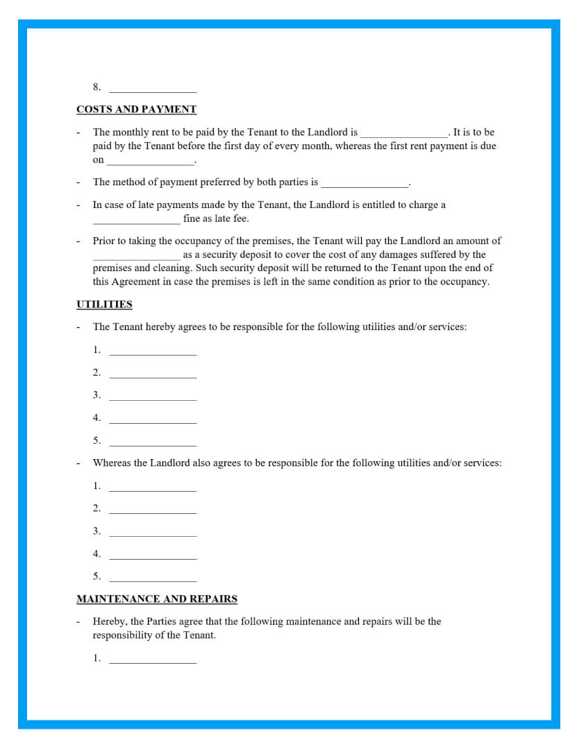 month to month lease agreement template free