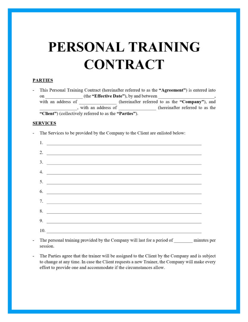 Free Personal Training Contract Template 2022   Personal Training Contract Template1 