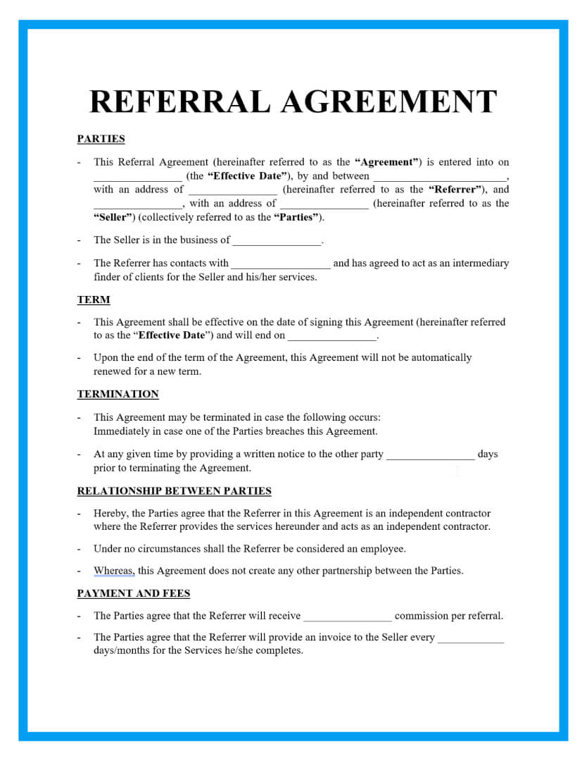 Free Referral Agreement With Downloadable Template 9696