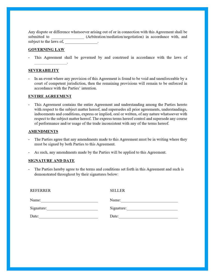 Free Referral Agreement With Downloadable Template 0036