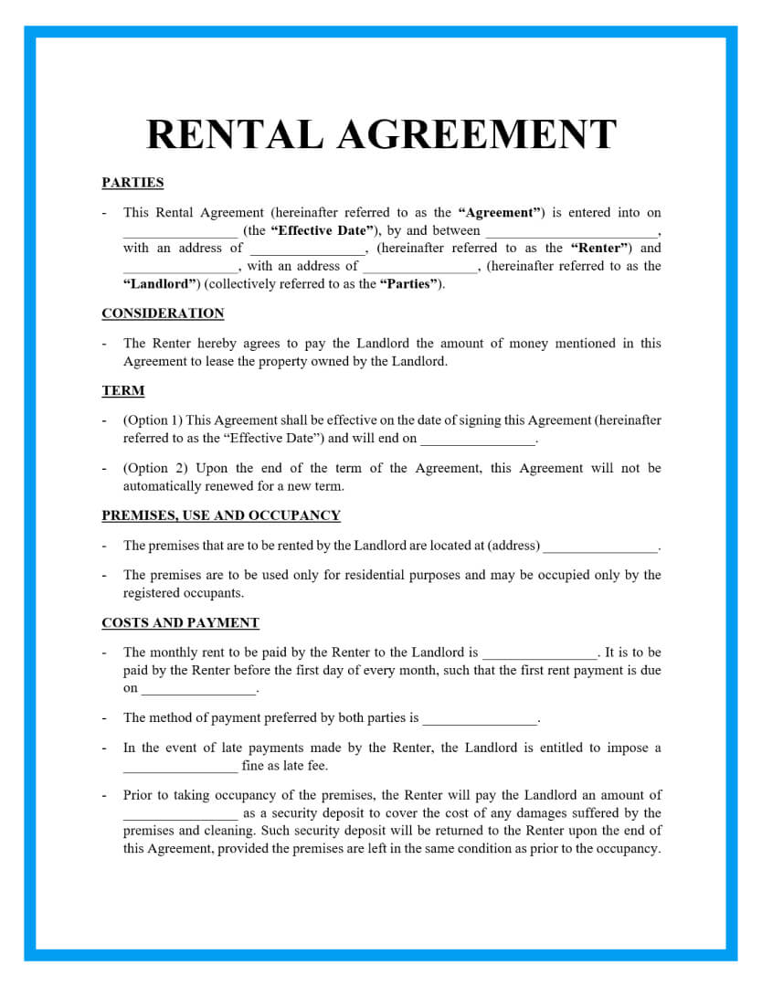 Free Basic Rental Agreements Template 2023 