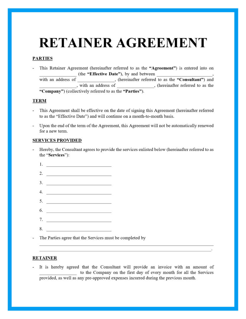 retainer agreement template page 1