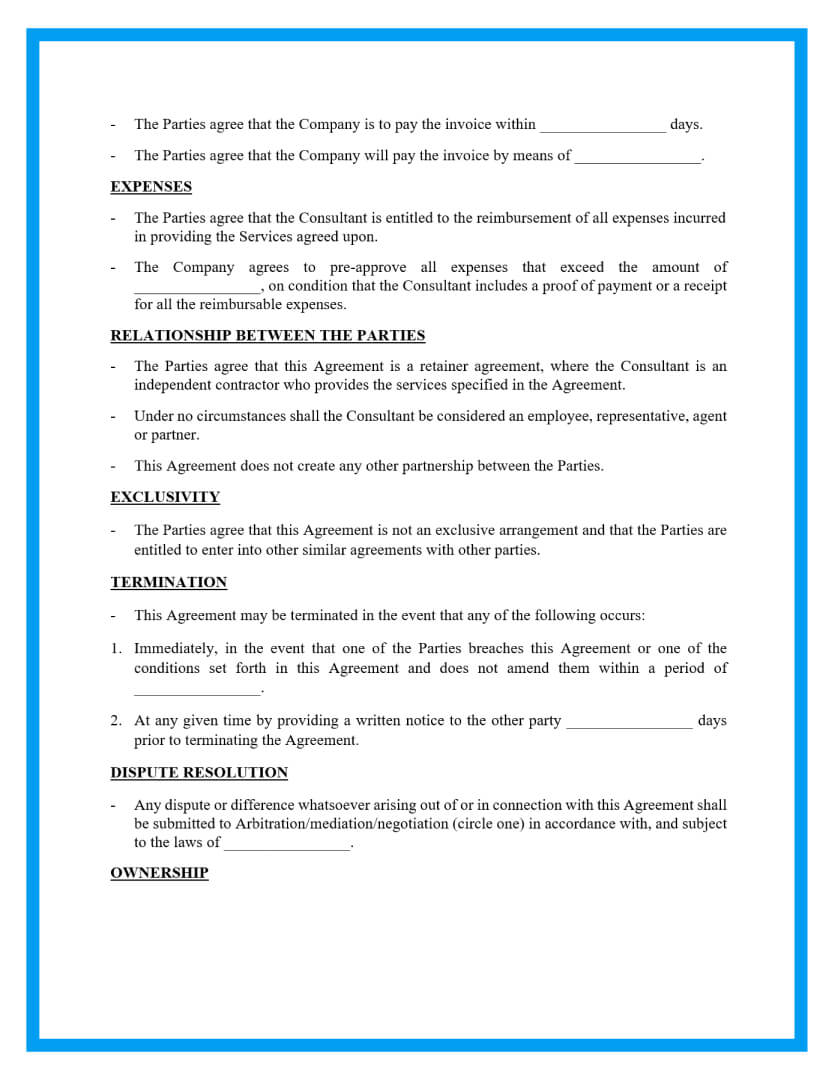 Free Retainer Agreement Templates In design retainer agreement templates