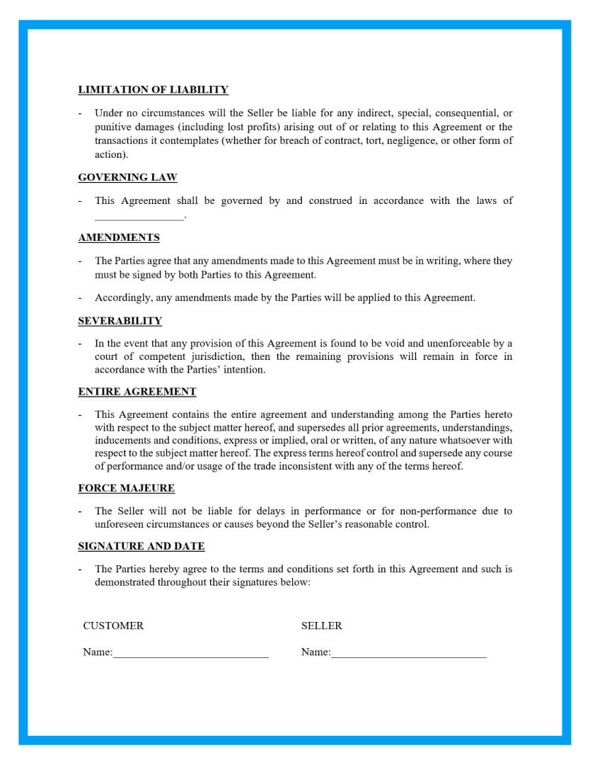 Sales Invoice Terms And Conditions Template