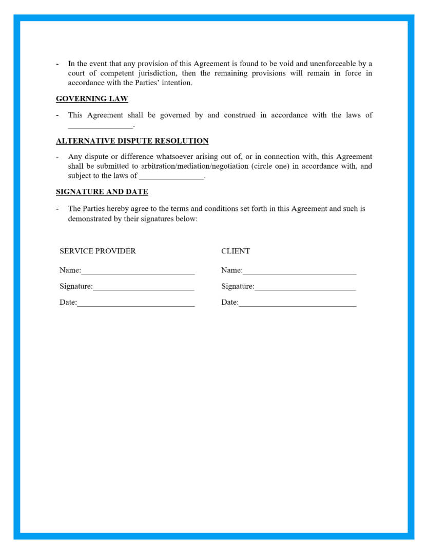 Free Printable Service Contract Template Printable Templates Free