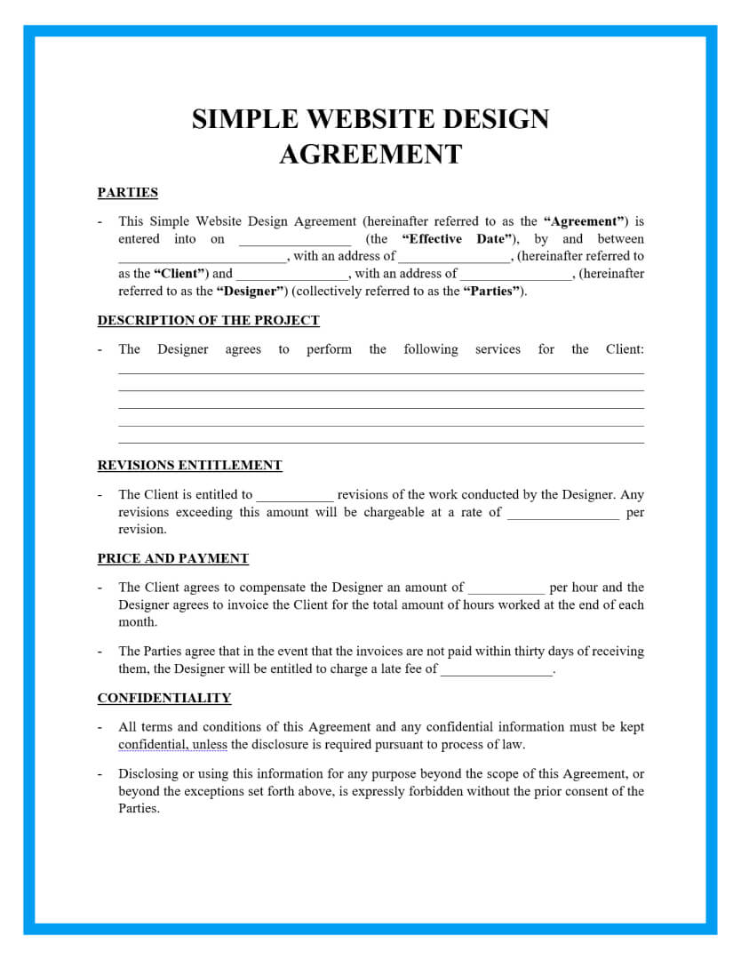 simple website design agreement template page 1