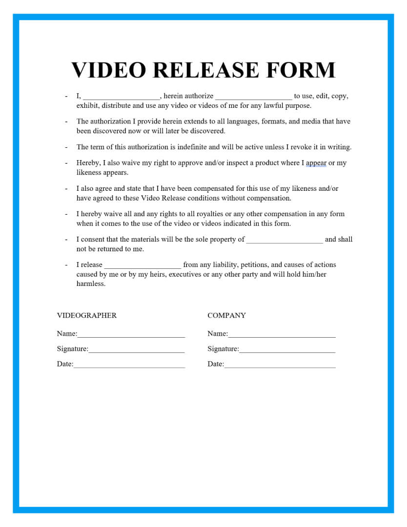 Free Video Release Form Templates