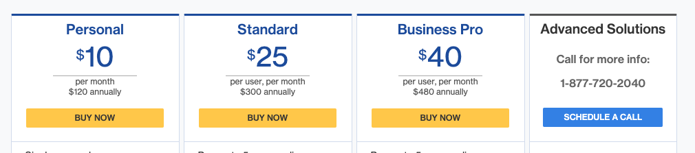 DocuSign pricing starts at $10 per month with limited customization.