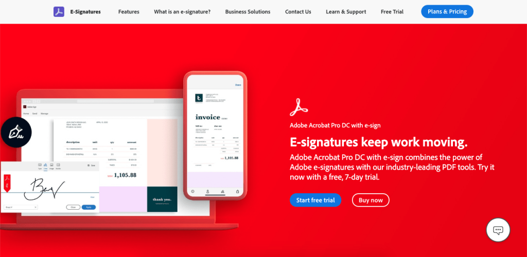 Made by Adobe, Adobe Sign is a paid e-signature option to get legally binding signatures online.