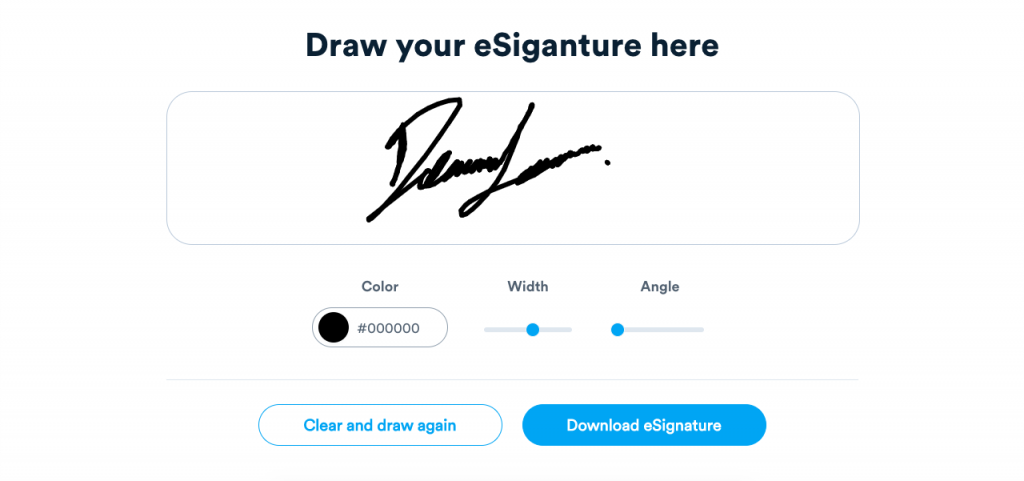 Signaturely allows you to draw your signature, and change its like thickness and its color to make it unique.