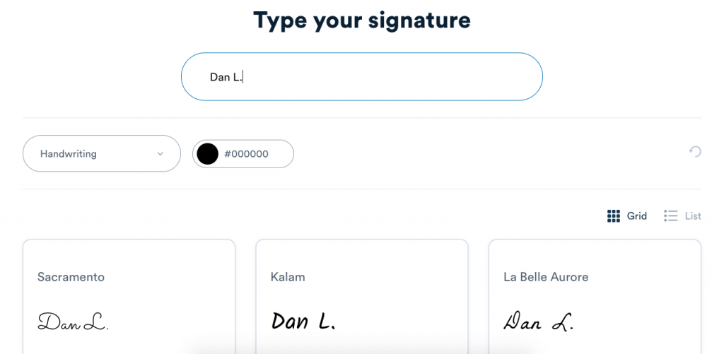 Generate your online signature by typing your name and selecting your font.