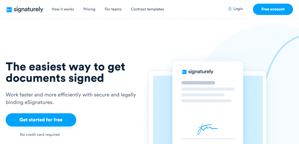 Signaturely is a simple and effective way to get paperless online signatures with legal validity.