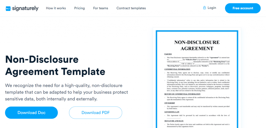 Think you might need an NDA? Signaturely offers a free Non-Disclosure Agreement template to secure your organization’s sensitive information. 