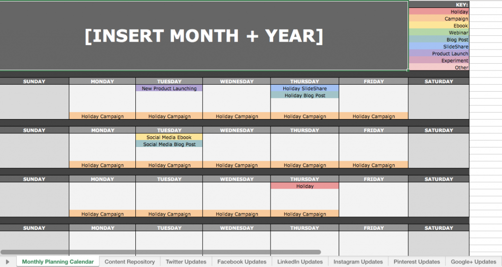 The social media conversation calendar focuses on the content exclusively related to social medi