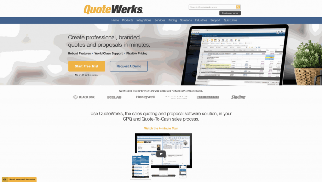 QuoteWerks allows users to create proposals, orders, and invoices and to import them as a PDF to get approved. 