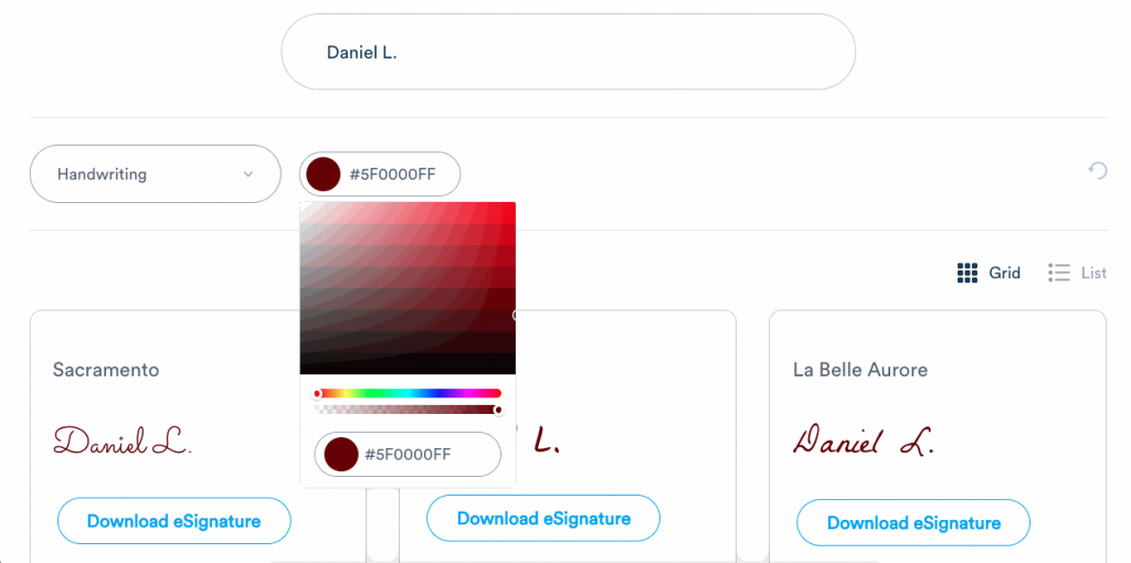 With Signaturely, you can type your signature and select your favorite font to make your online signature valid and unique, for free.