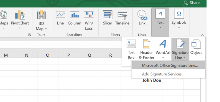 how to insert signature in excel mac