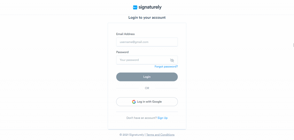 Sign into your account on Signaturely