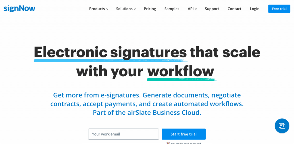 signNow is a feature-rich eSignature application with bucket loads of functionality.