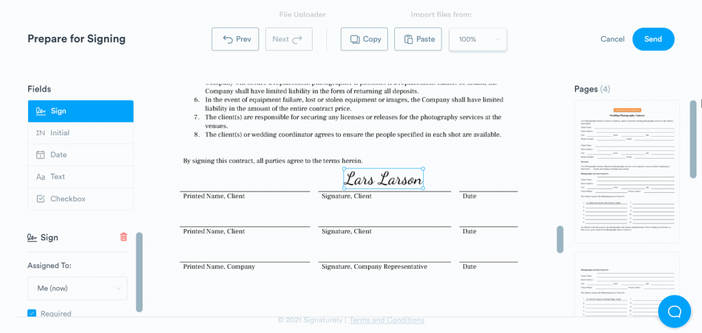 This is where you’ll add your digital signature