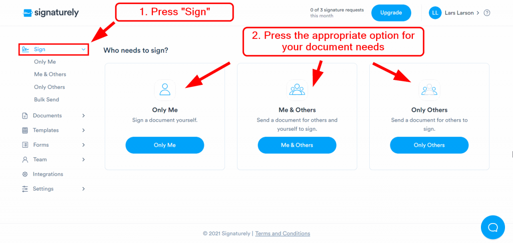 Start signing your document on Signaturely